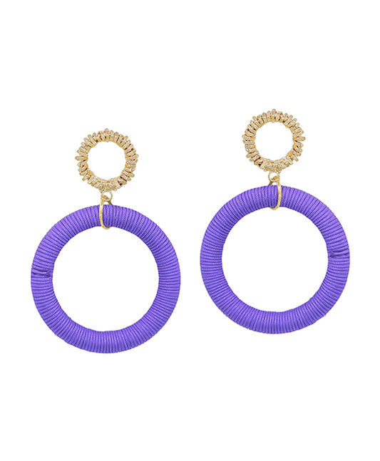 Texture Circle Post w/ Thread Drop Earring