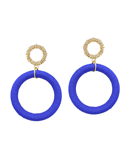 Texture Circle Post w/ Thread Drop Earring