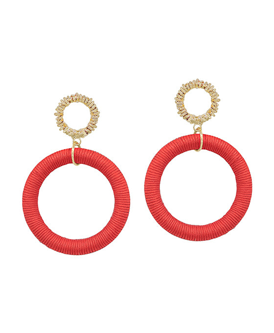 Texture Circle Post w/ Thread Drop Earring