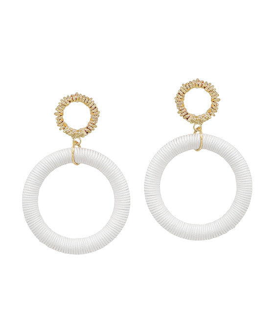 Texture Circle Post w/ Thread Drop Earring