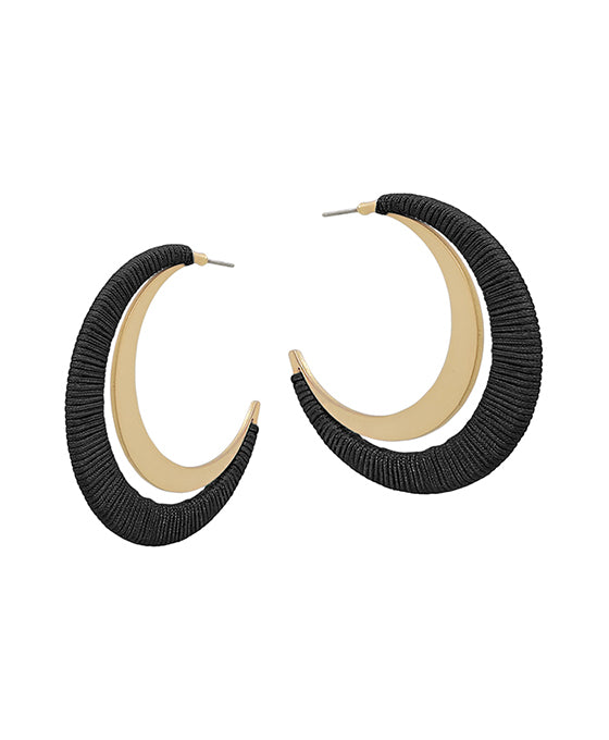2 Inches Double Half Moon Thread Wrapped Earring