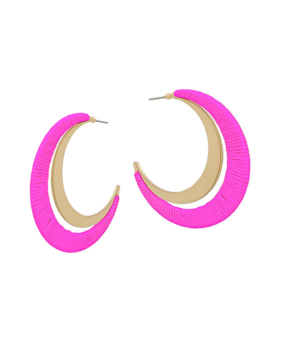 2 Inches Double Half Moon Thread Wrapped Earring