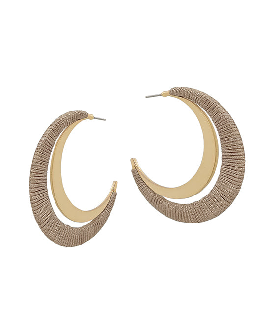 2 Inches Double Half Moon Thread Wrapped Earring