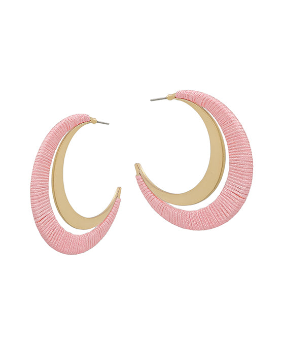 2 Inches Double Half Moon Thread Wrapped Earring