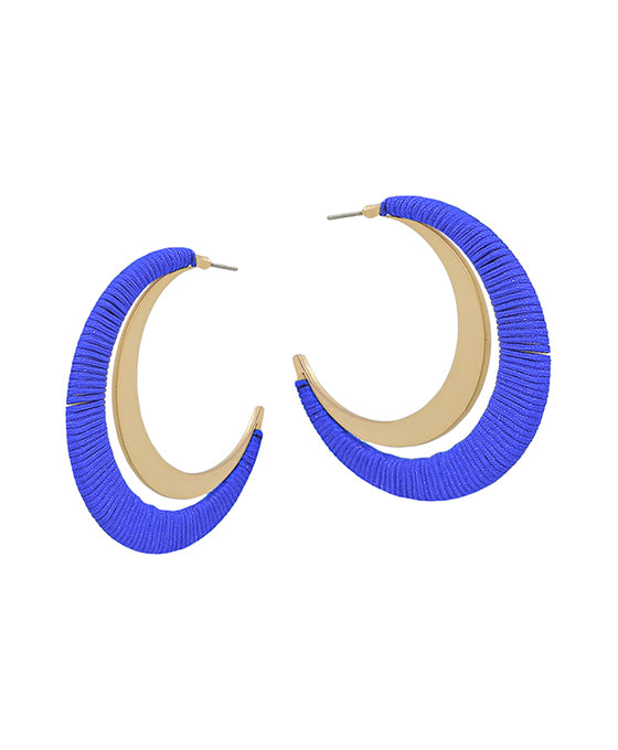 2 Inches Double Half Moon Thread Wrapped Earring