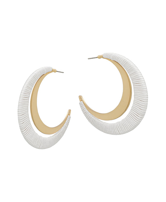 2 Inches Double Half Moon Thread Wrapped Earring