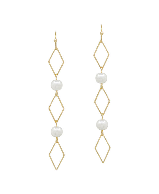 Diamond Cut Metal w/ Pearl Accent Earring