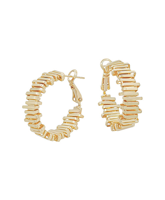 1.2 Inches Zigzag Pattern Bar Shape Hoop Earring