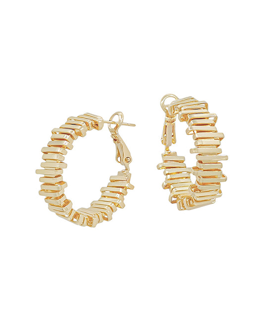 1.2 Inches Zigzag Pattern Bar Shape Hoop Earring