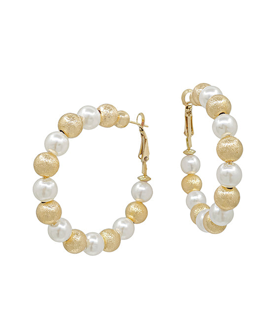 6mm Pearl & Satin Ball Hoop Earring