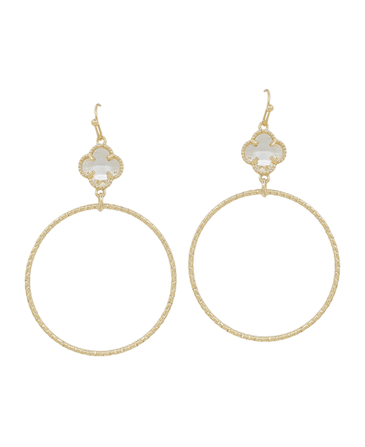 Crystal Clover Round Metal Earring