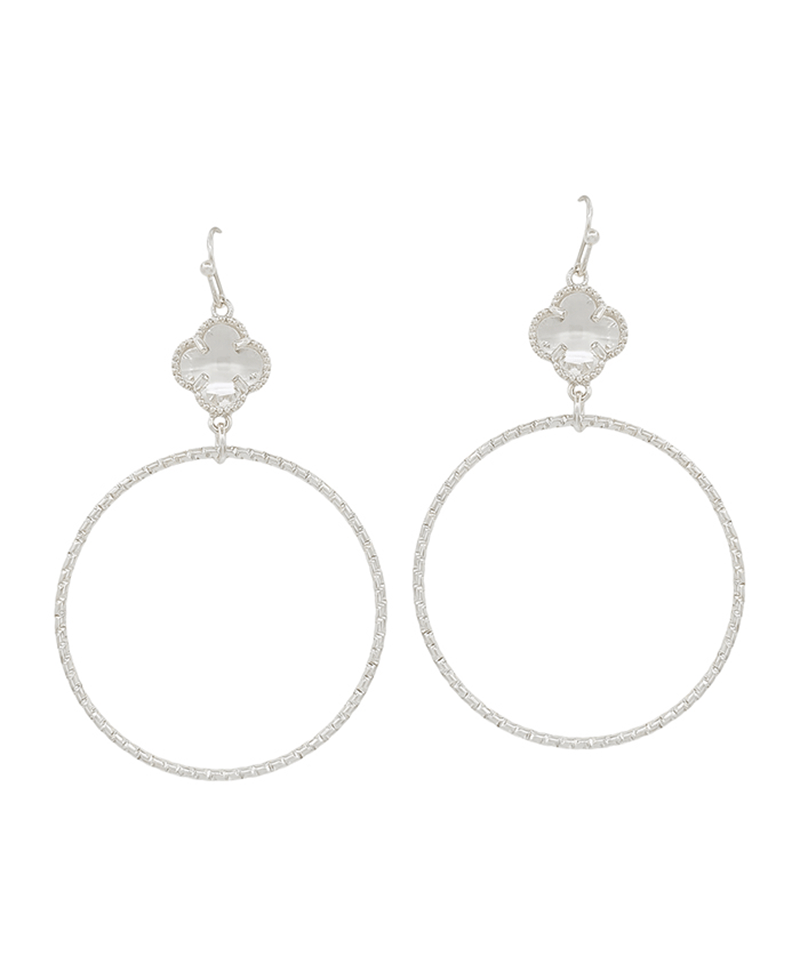 Crystal Clover Round Metal Earring