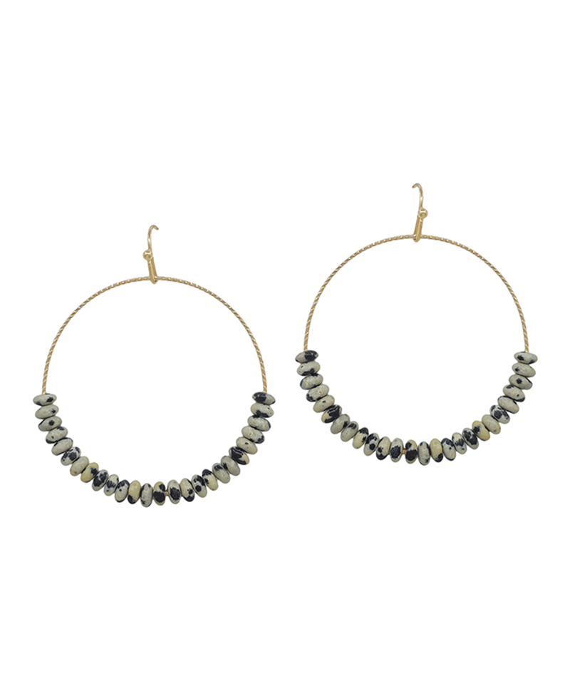 Texture Wire Round w/ Semi Stone Earring