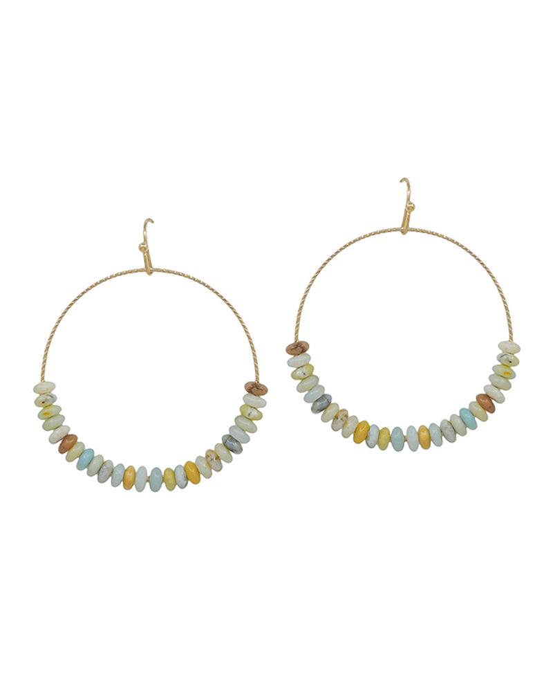 Texture Wire Round w/ Semi Stone Earring