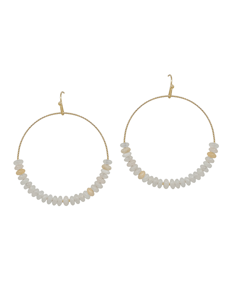 Texture Wire Round w/ Semi Stone Earring