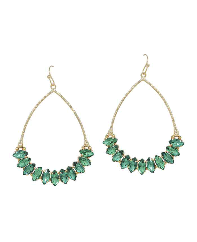 Teardrop Metal w/ Crystal Accent Earring
