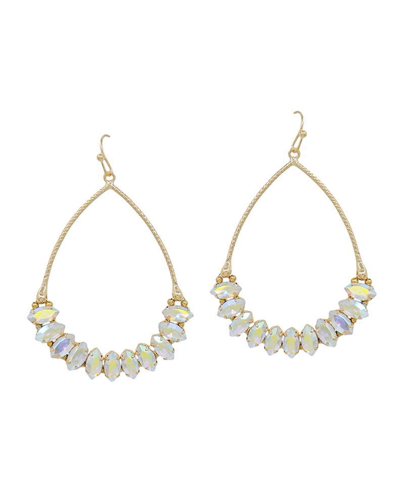 Teardrop Metal w/ Crystal Accent Earring