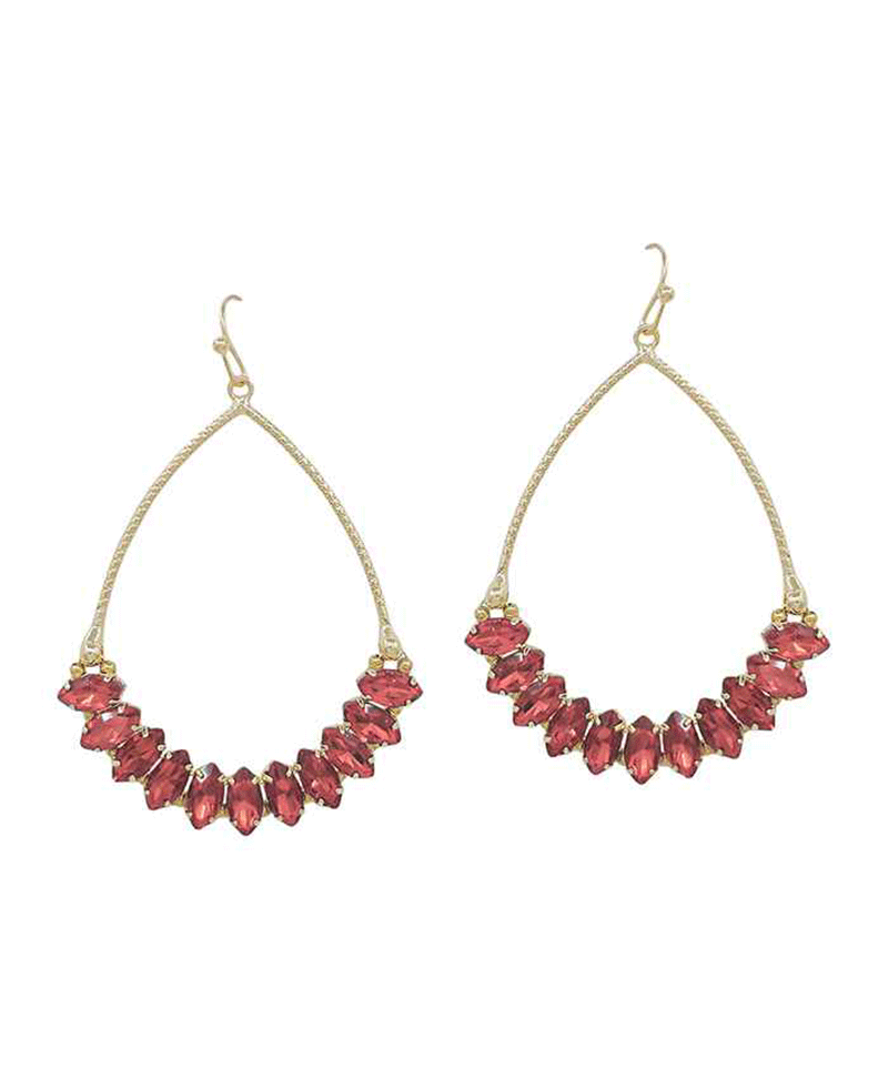 Teardrop Metal w/ Crystal Accent Earring