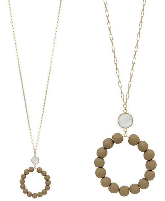 Clay Ball Round Pendant w/ Glass Link Necklace