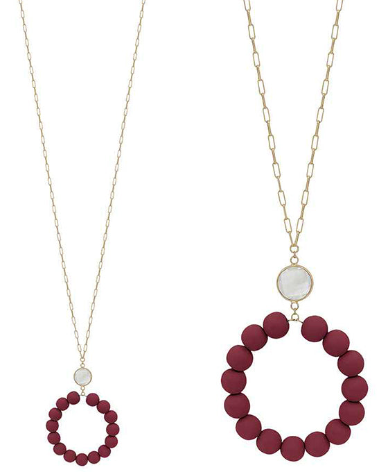 Clay Ball Round Pendant w/ Glass Link Necklace