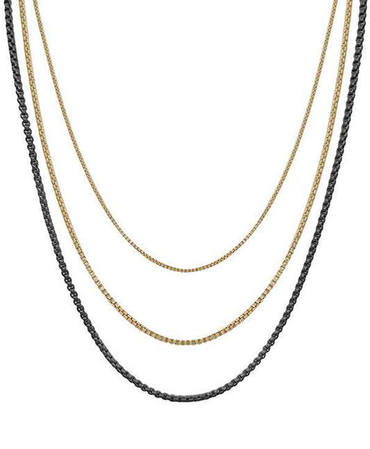 3 Layered Color Chain Short Necklace