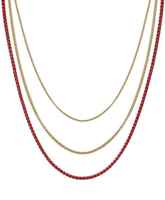 3 Layered Color Chain Short Necklace