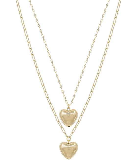 Double Heart Pendant Short Necklace