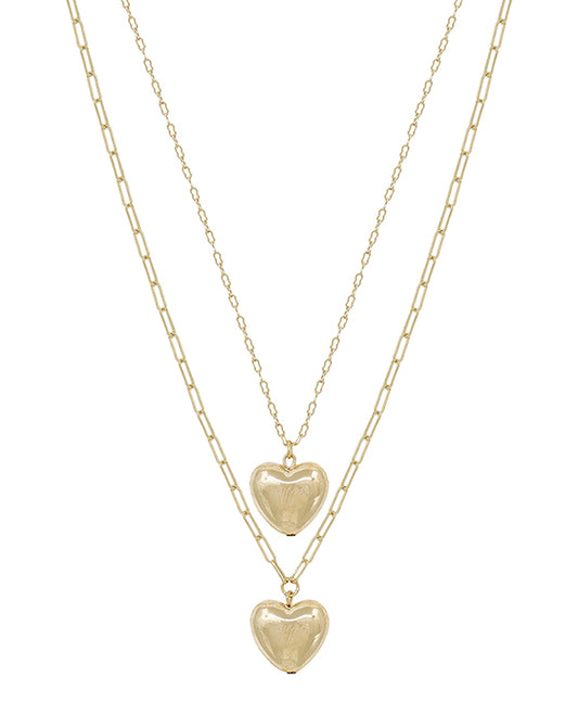 Double Heart Pendant Short Necklace