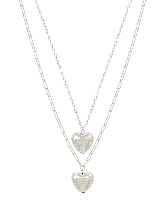 Double Heart Pendant Short Necklace