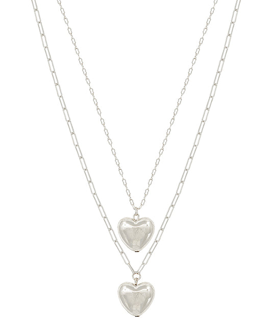 Double Heart Pendant Short Necklace