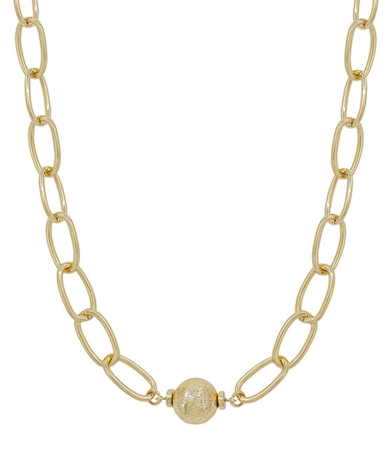 10mm Satin Ball Accent Chunky Chain Short Necklace