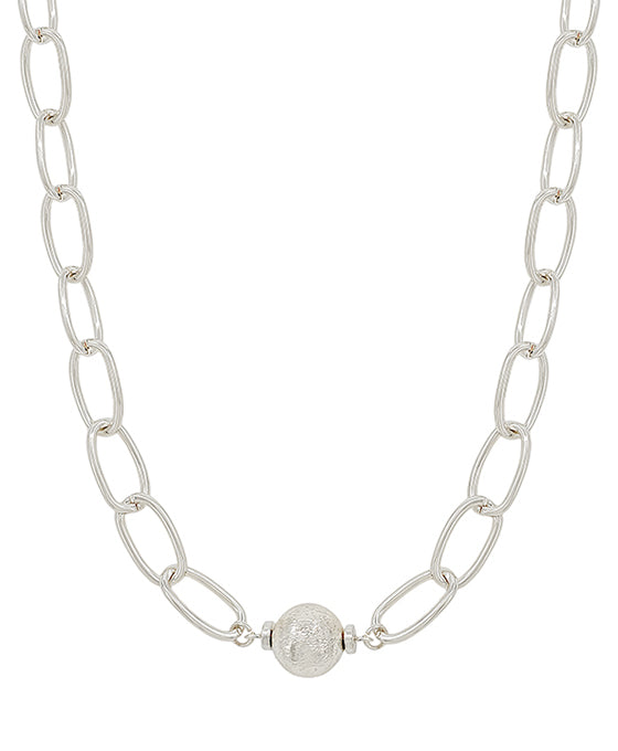 10mm Satin Ball Accent Chunky Chain Short Necklace