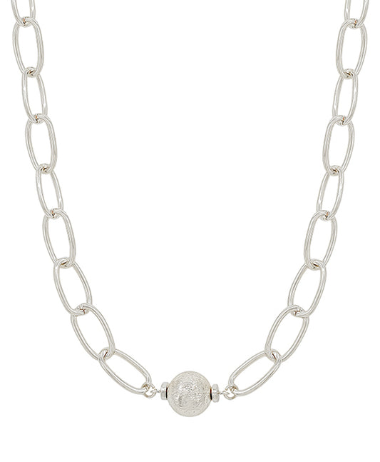 10mm Satin Ball Accent Chunky Chain Short Necklace