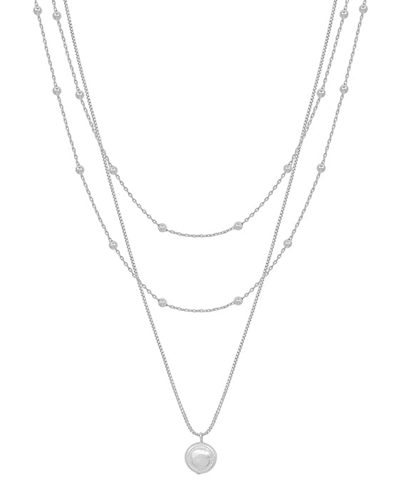 Coin Pearl Pendant Dot Chain Short Necklace
