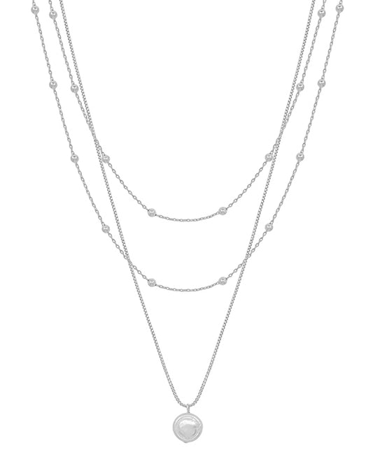 Coin Pearl Pendant Dot Chain Short Necklace