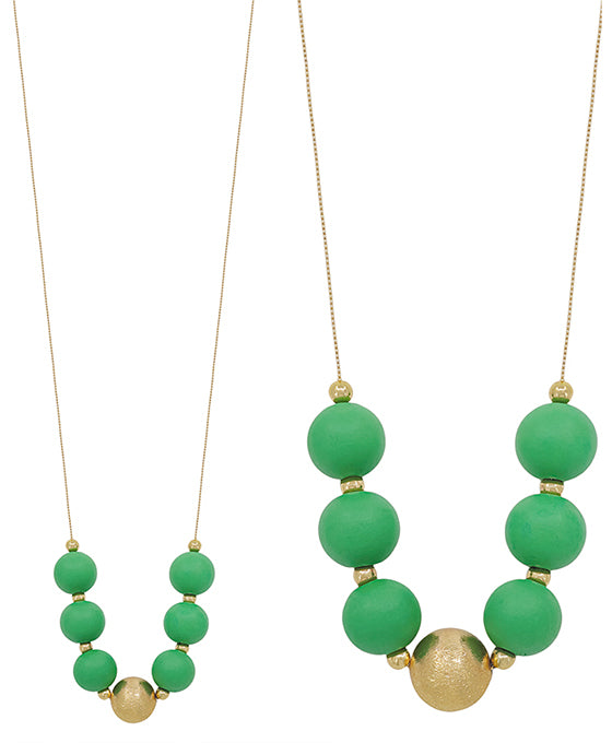20mm Wood & Satin Ball Accent Necklace