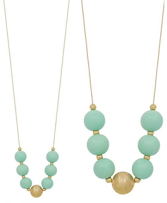 20mm Wood & Satin Ball Accent Necklace