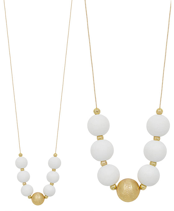 20mm Wood & Satin Ball Accent Necklace