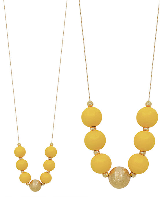 20mm Wood & Satin Ball Accent Necklace