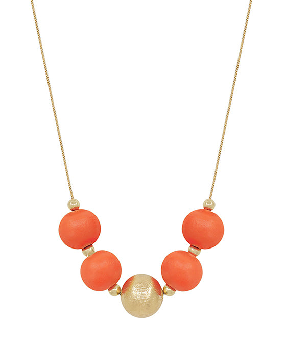 Large Wood Bead Ball w/ CCB Accent Necklace