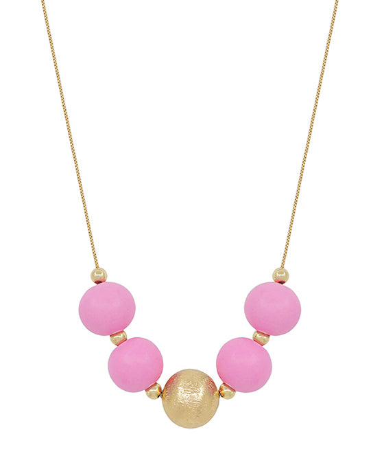 Large Wood Bead Ball w/ CCB Accent Necklace