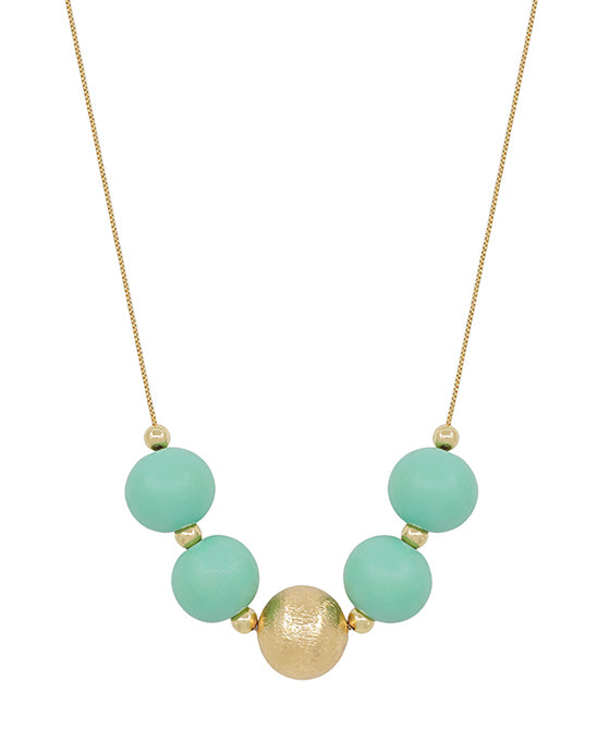 Large Wood Bead Ball w/ CCB Accent Necklace
