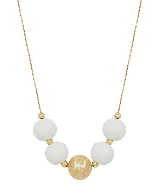 Large Wood Bead Ball w/ CCB Accent Necklace