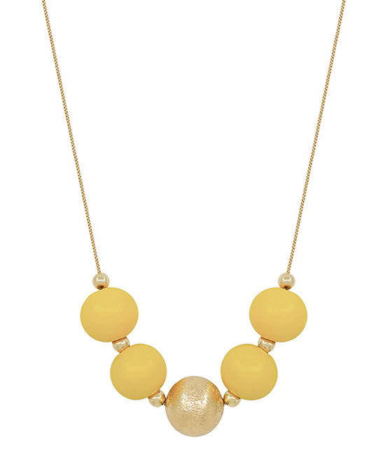 Large Wood Bead Ball w/ CCB Accent Necklace