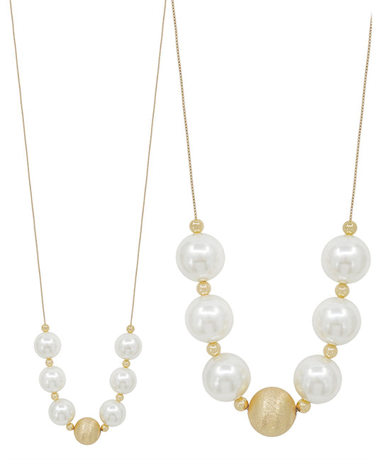 20mm Glass Pearl & Satin Ball Necklace