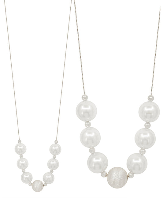 20mm Glass Pearl & Satin Ball Necklace