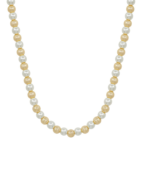 6mm Pearl & Satin Ball Short Necklace