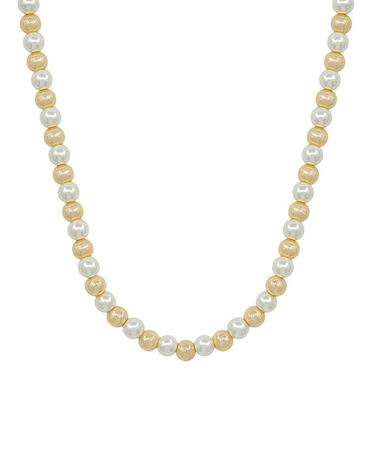 6mm Pearl & Satin Ball Short Necklace