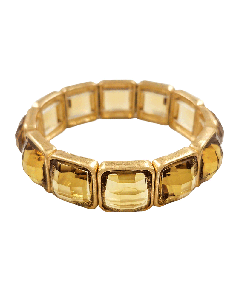 Round Square Faceted Stone Stretch Bracelet