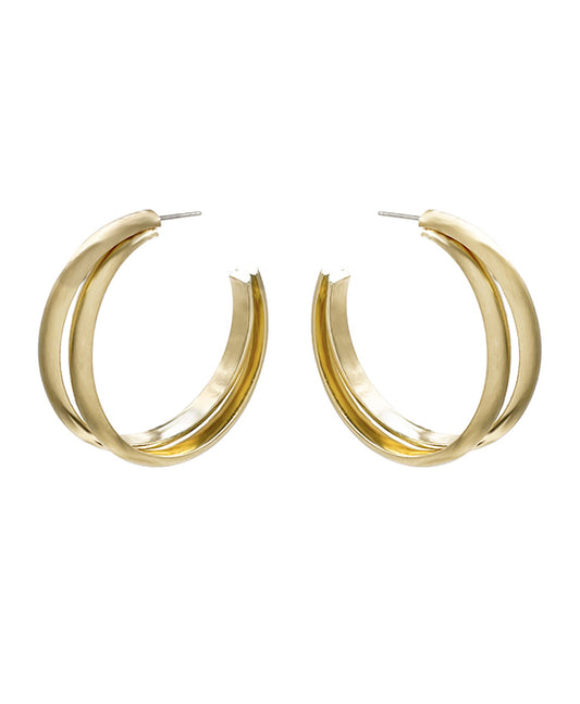 Metal 2 Line Hoop Earring
